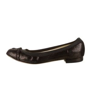 Chanel black CC ruffle elastic ballet flats